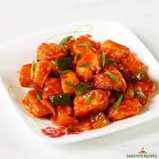 paneer chilly (fried cottage cheese  cocked in Chinese style)