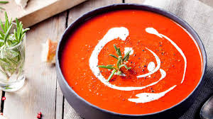 Indian Tomato Soup (Tomato shoup served with cream and crouton)